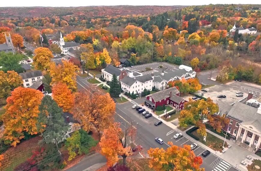 An aerial view of downtown Newtown, CT. Michelle Embree Ku, 106th District State Representative, Democratic Party candidate.